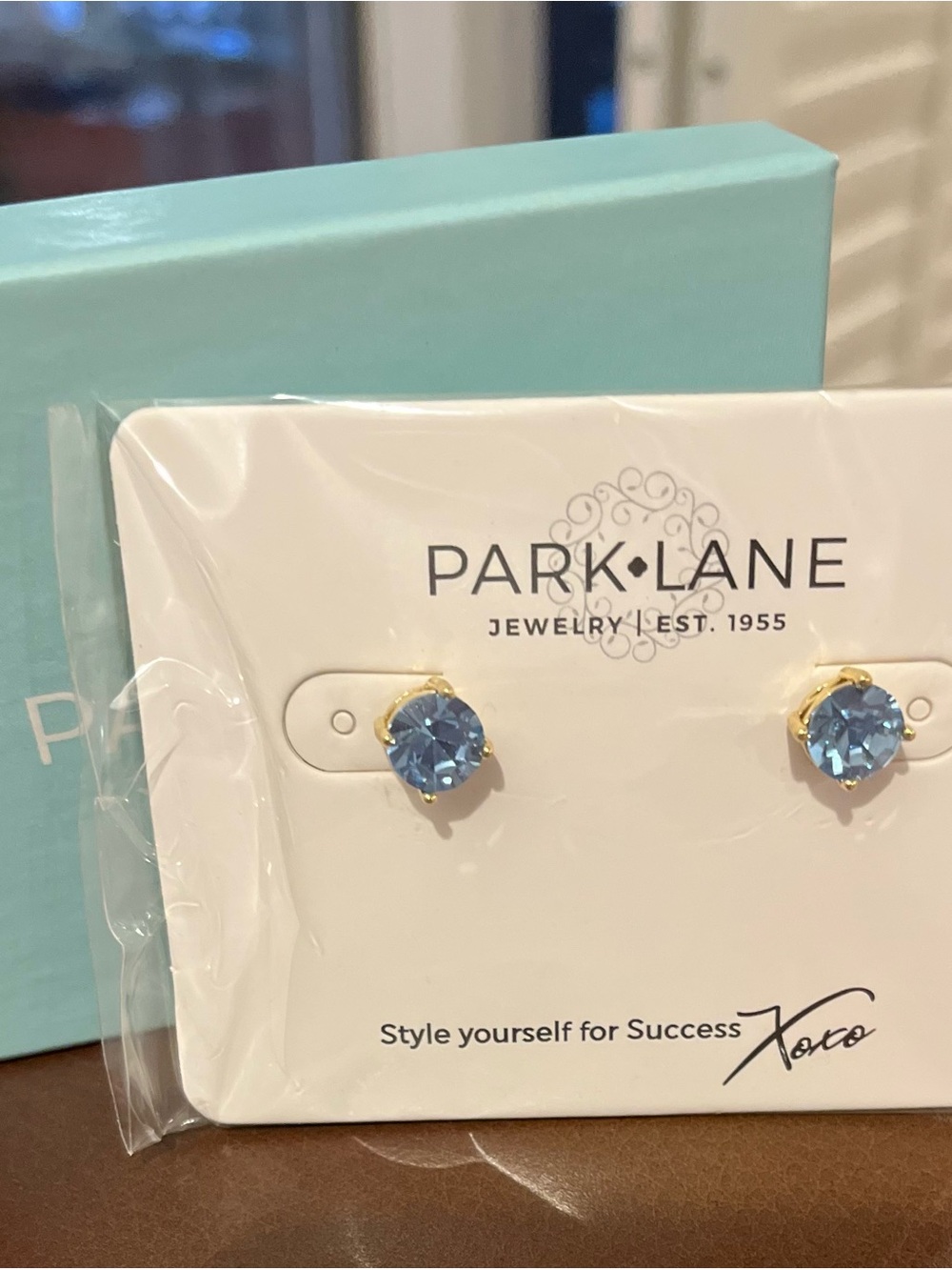 Park Lane Impression Light Blue Crystal Stud Earrings